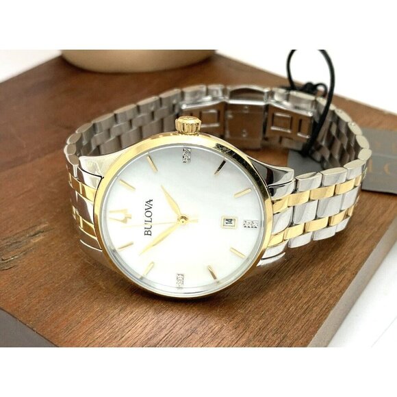 Bulova Women's Watch 98P201 Quartz Diamond Mother of Pearl Dial Two Tone… - Picture 7 of 13
